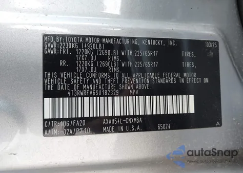 2025 Toyota Rav4 Hybrid Xle from USA, damaged, VIN 4T3RWRFV6SU182329